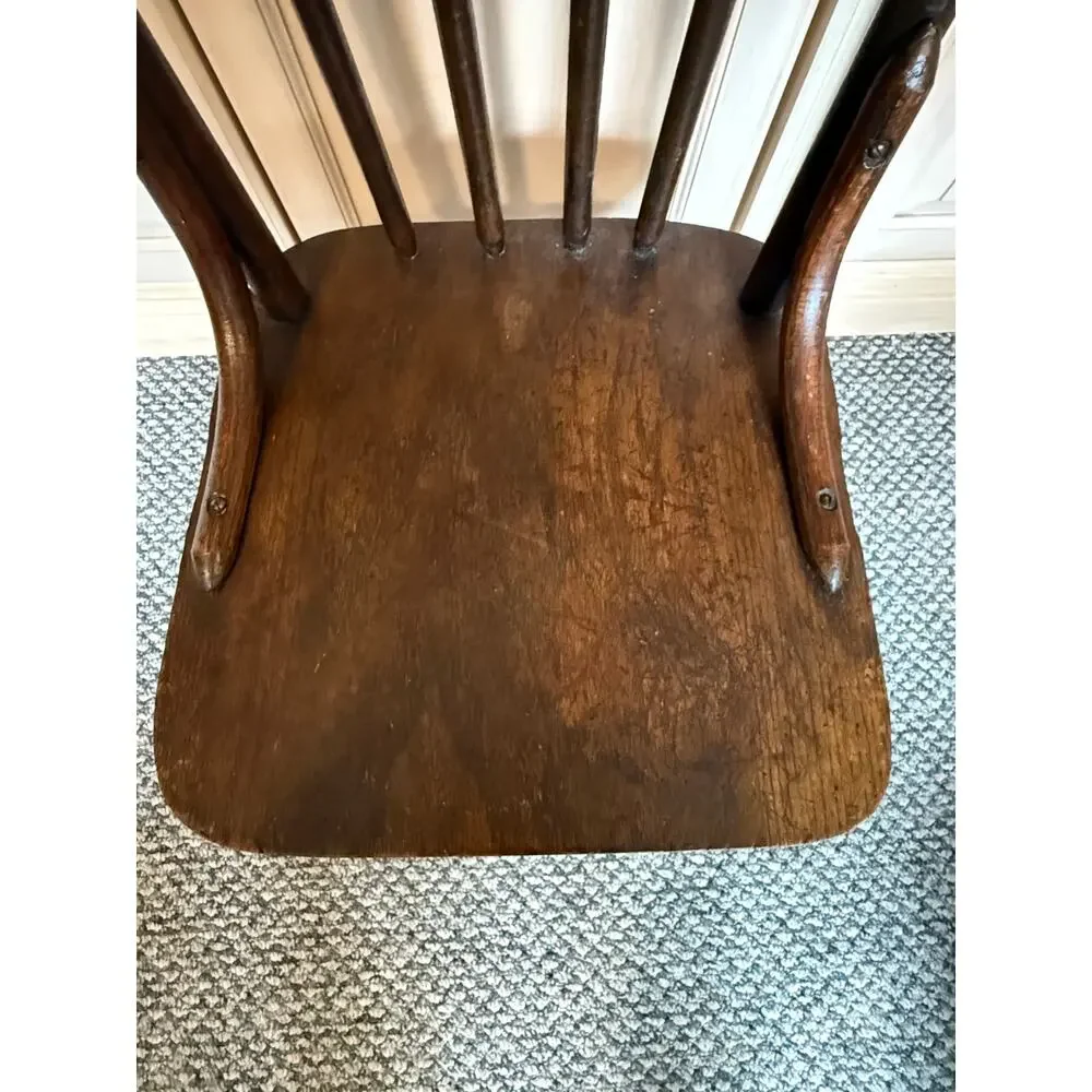 Antique Vintage Wooden Child's Windsor Chair Spindle Back Primitive Country